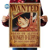 100 One Piece Luffy Wanted Series Cartoon Placards Home Decor Retro Kraft Paper Anime One Piece Wanted Poster