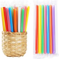 Wholesale Individually Packed Sharp Piercing Assorted Colors Extra Wide Disposable Plastic Smoothie Boba Straws