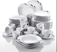 Factory Supply 60 Pieces Square Western Dinnerware/6 Persons Dinnerware Set