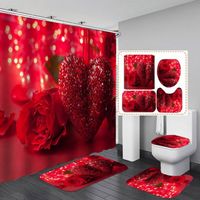 Wholesale Rose Heart 3D Printing Waterproof Valentine's Day Bathroom Shower Curtain