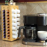 BAMBOO LAND 360 Degree Rotation, K Cup Organizer and Nespressp Capsule Holder with Extra Space, Coffee Pod Organizer