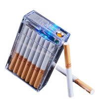 Wholesale Portable Transparent Cigarette Case with Rechargeable Lighter Cigarette Case with USB Lighter