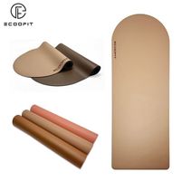 Coconut Milk Beige Sand Color Eco Natural Rubber PU Arched Oval Curved Round Yoga Mat 5mm with Engraving Aligned Body Lines