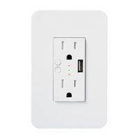 WiFi Smart Power Wall Outlet (USA) with USB, 2 Plug Outlets 15 Amp Sub-Control, Smart Life/Tuya APP Remote Control, Alexa, Acho