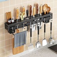 Factory direct sale wall-mounted storage storage rack kitchen knife spoon cutlery rack with towel rack