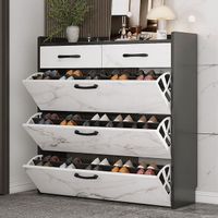 Modern Color Marble Shoe Cabinet 4 Tier Wooden Shoe Rack With Storage Drawer