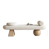 Home Modern INS Design White Cream Nordic Solid Wood Teddy Terry Cloth Leisure Bench Living Room Living Room