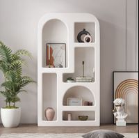 White cave display cabinet product decoration Nordic minimalist living room arch storage floor ceiling bookcase