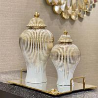 Luxury Electroplated Ginger Jar European Style Vase Home Decor Storage Jar