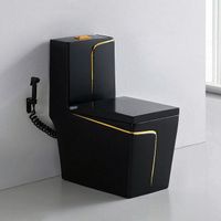 Bathroom Luxurious Modern Sanitary Ware Square Toilet Porcelain Toilet Toilet Gold Black One-Piece Toilet