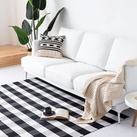 Buffalo Check Rug Black and White Check Rug Factory Luxury Washable Living Room Floor Rug Mat