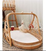 Moses Changing Basket with Pad Mattress Changing Pad Handle Cotton Rope Seagrass Rattan Willow Moses Baby Changing Basket