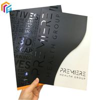 Custom Printing Matte Office Document Presentation Pocket Folder Paper Document Cardboard Black File Folder With Logo Spot UV