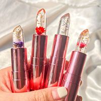 Flower Jelly Lipstick Color Changing Makeup Lipstick Magic Jelly Flower Cream vs Flower Color Crystal Lip Balm