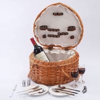 Amazon Hot Basket Handmade Natural Rattan Wicker Picnic Basket Set