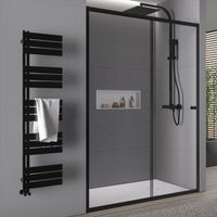 Black aluminum frame sliding shower room self cleaning glass shower room sliding shower door