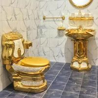 Gold luxury royal style ceramic gold luxury two piece toilet set dragon gold plated toilet gold toilet set