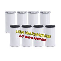 USA Warehouse 4-in-1 16 oz Slim Straight Stainless Steel Insulated Slim Sublimation Jar Cooler to Keep Drinks Cold