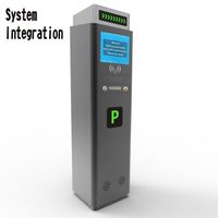 Fare box vehicle registration system door barrier with LPR camera ticket card dispensing machine parking parking clock