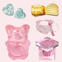 Manicure liquid cup single square crystal nail dish pink nail polish glass nail dish with lid