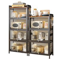 4/5 Tier Metal Kitchen Storage Rack Microwave Storage Rack with Storage Cabinet and Bread Rack