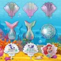 Wholesale gradient color shell balloons ocean theme birthday party decorations mermaid shell mermaid tail aluminum foil balloon A32