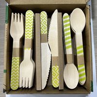 Colorful wooden tableware disposable wooden environmentally friendly fork knife spoon tableware set party tableware set tableware