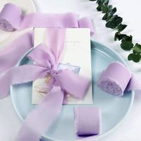 Customized Purple Frayed Tassel Chiffon Ribbon Invitation Gift Wrapping Bouquet Wedding Crafts Christmas Ribbon