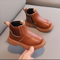 New children's fashion British style ankle boots boys side zipper fashion leather shoes