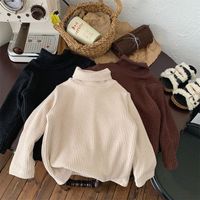 Wholesale 2023 autumn and winter high collar solid color ribbed children's tops