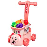 Children's Kitchen Role Playing Fruit Cutting Set Simulation Supermarket Shopping Cart Toys, Suitable for Walker Baby Boys and Girls aged 1 to 3